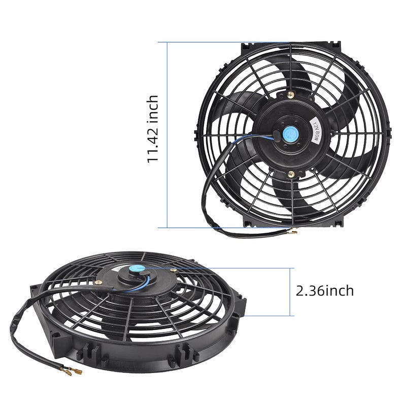 GESEXI 10 Inch Slim Fan Push Pull Electric Radiator Cooling Fan Universal High Performance 12V 80W Motor with Fan Mounting Kit (Black) - Image 4